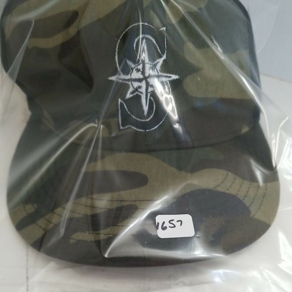 Seattle Mariners MEN'S Hat GREEN CAMOUFLAGE ADJUSTABLE TRUCKER CAP 6 PANEL - Picture 10 of 10
